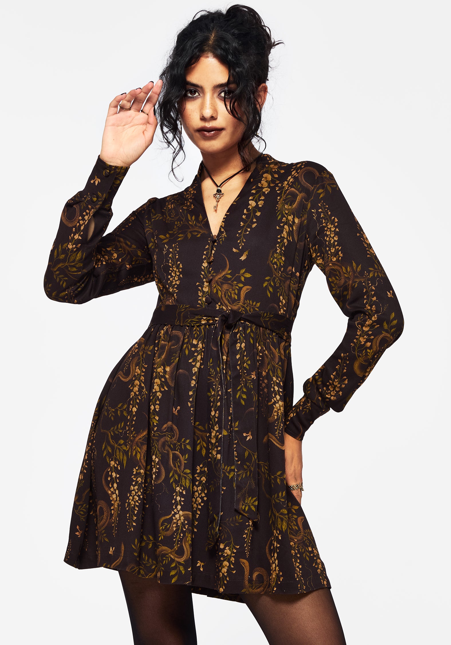 Azazel Snake Printed Belted Mini Dress - Image 5