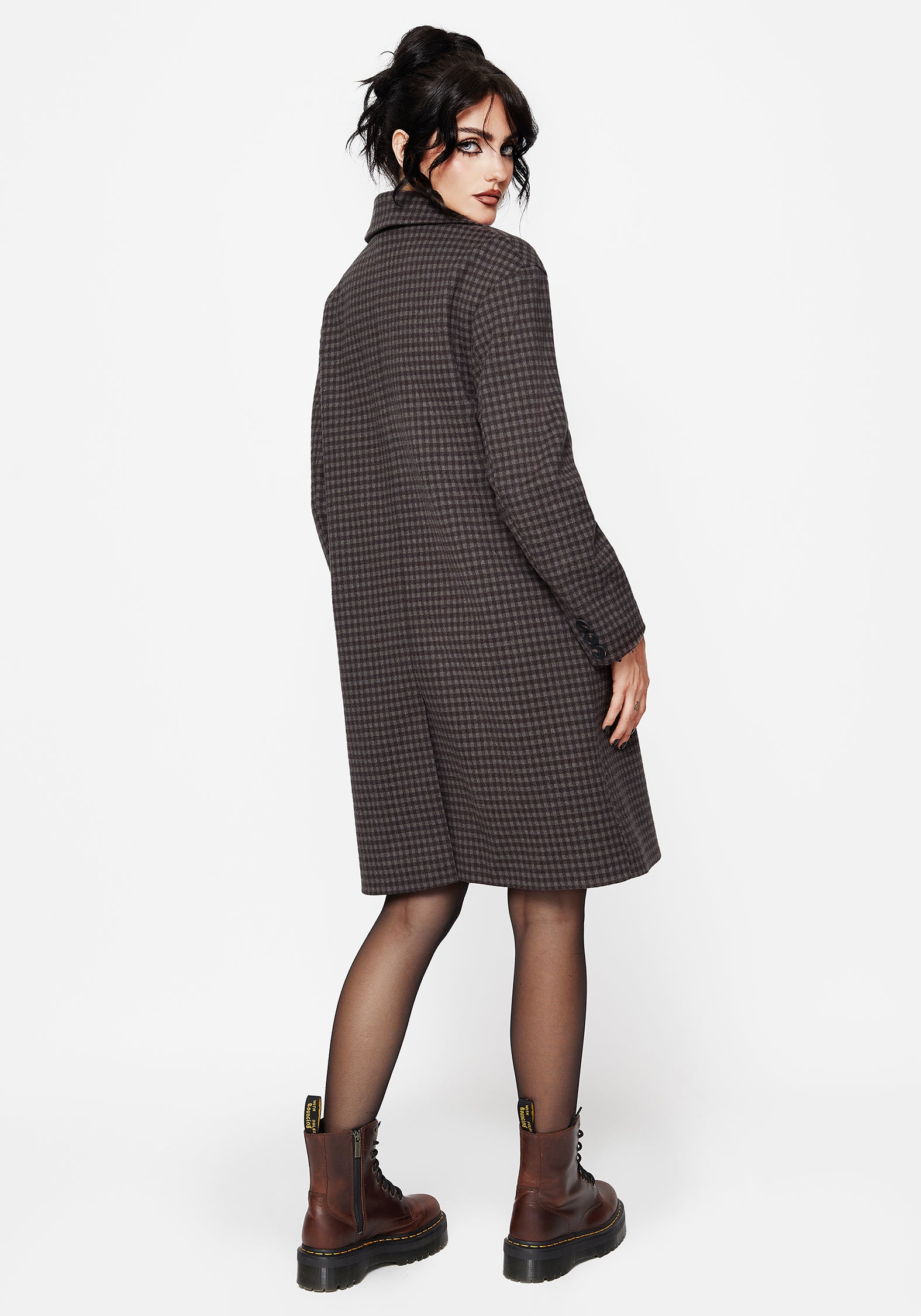 Pilgrim Gingham Coat With Dragonfly Brooch - Image 3