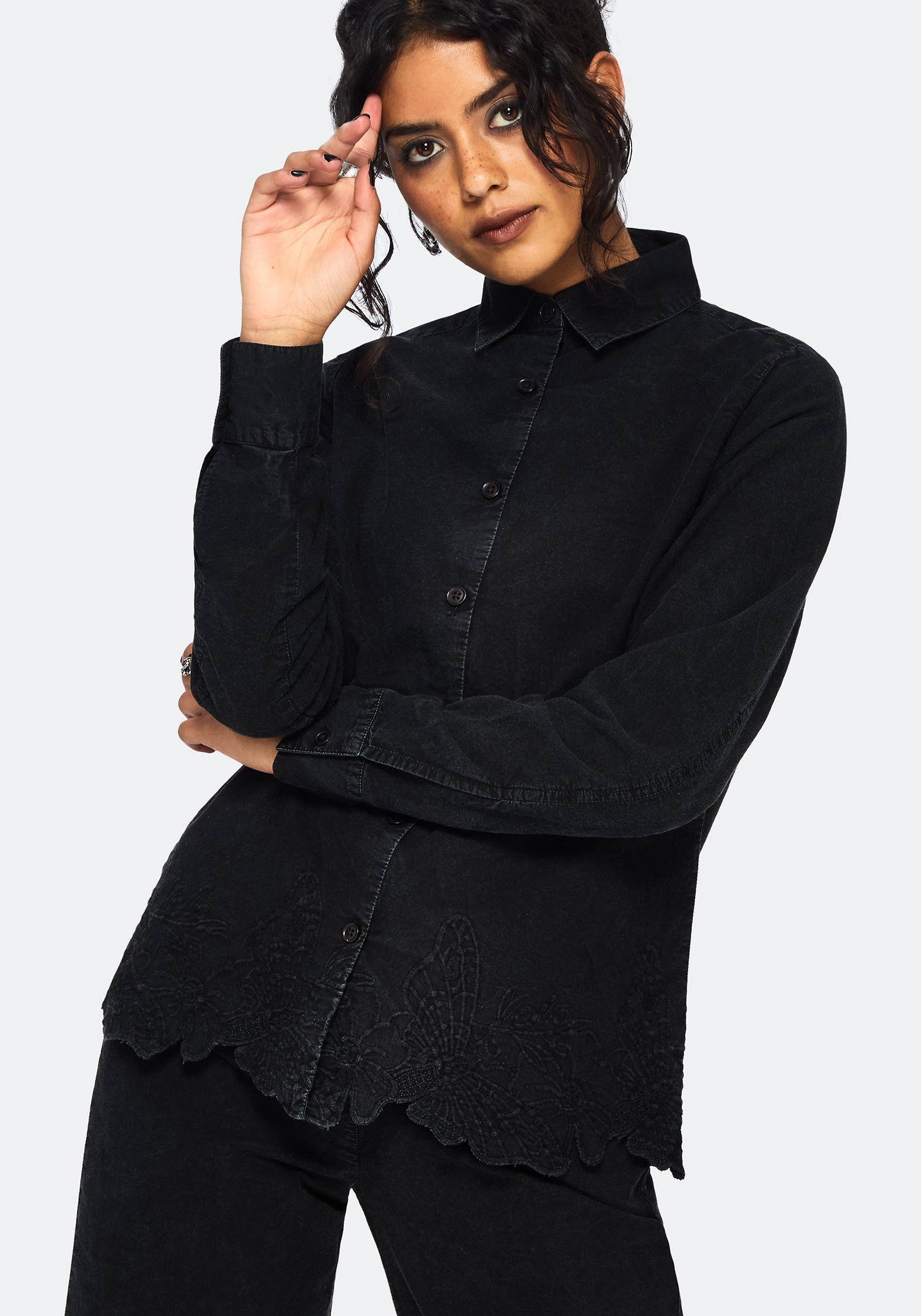 Ceres Cotton Moth Broderie Hem Shirt